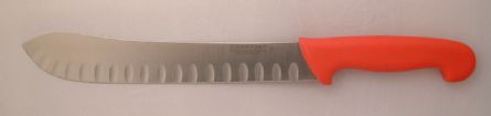 Granton Butcher Scimiter knife Red Handle